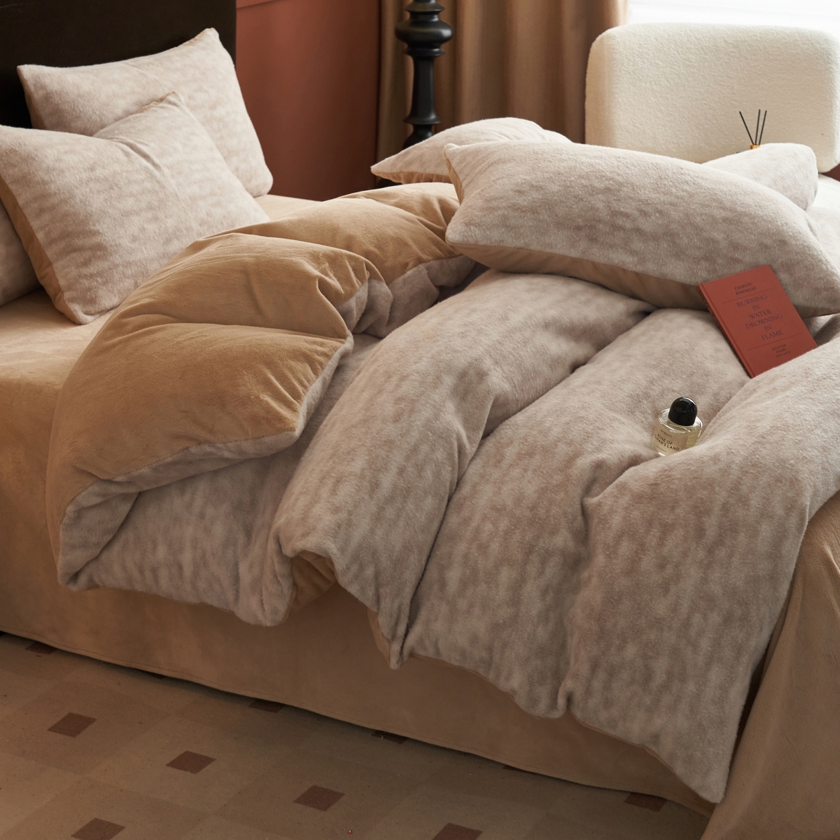 91家纺网 家纺一手货源 找家纺 晨曦家纺 2025新款加厚加绒羊驼绒四件套牛奶绒四件套 如歌