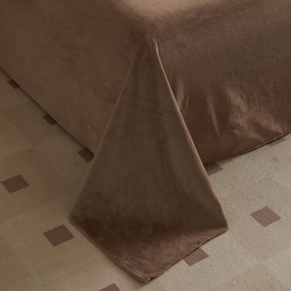 91家纺网 家纺一手货源 找家纺 晨曦家纺 2025新款加厚加绒羊驼绒四件套牛奶绒四件套 岁月流金-咖