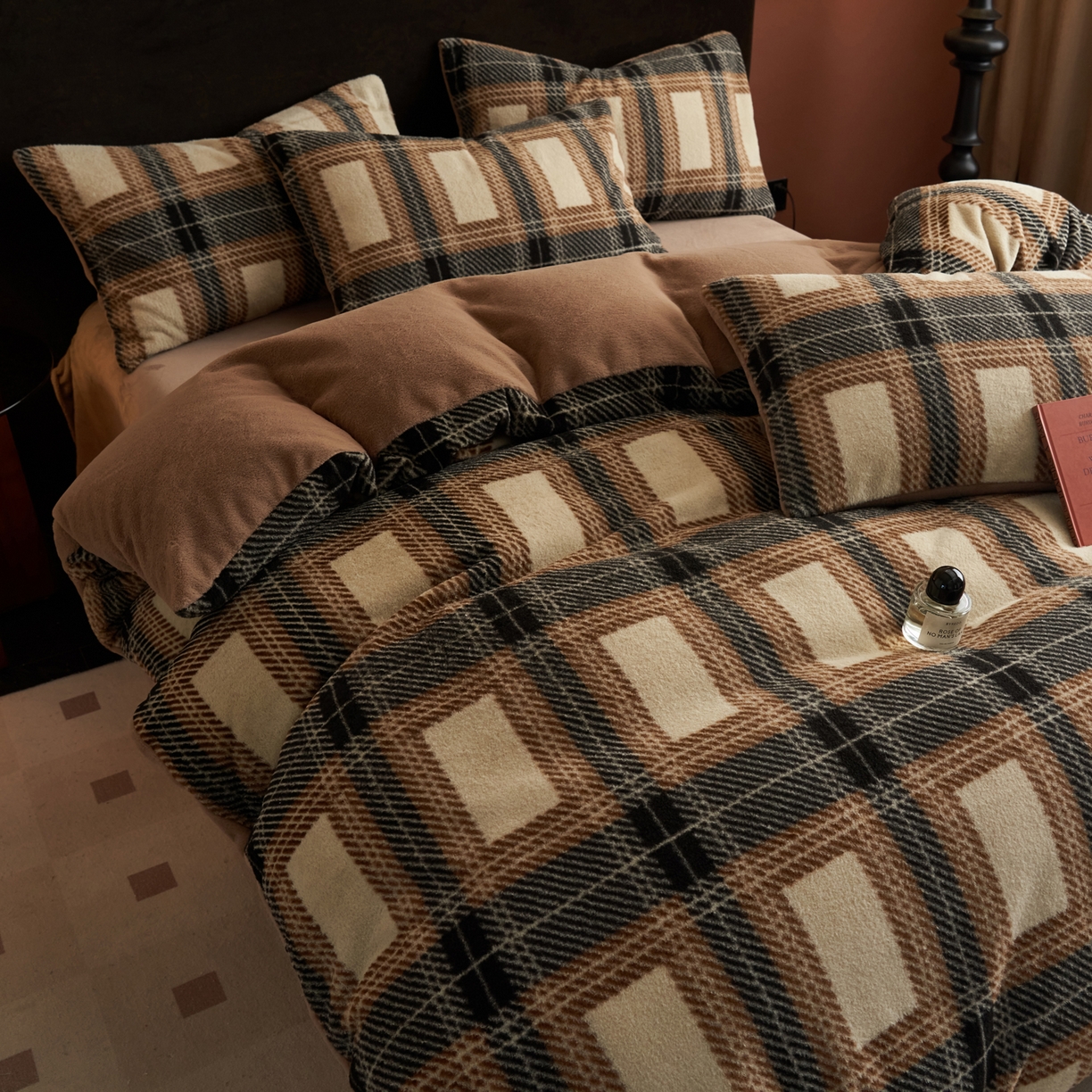 91家纺网 家纺一手货源 找家纺 晨曦家纺 2025新款加厚加绒羊驼绒四件套牛奶绒四件套 可可西里