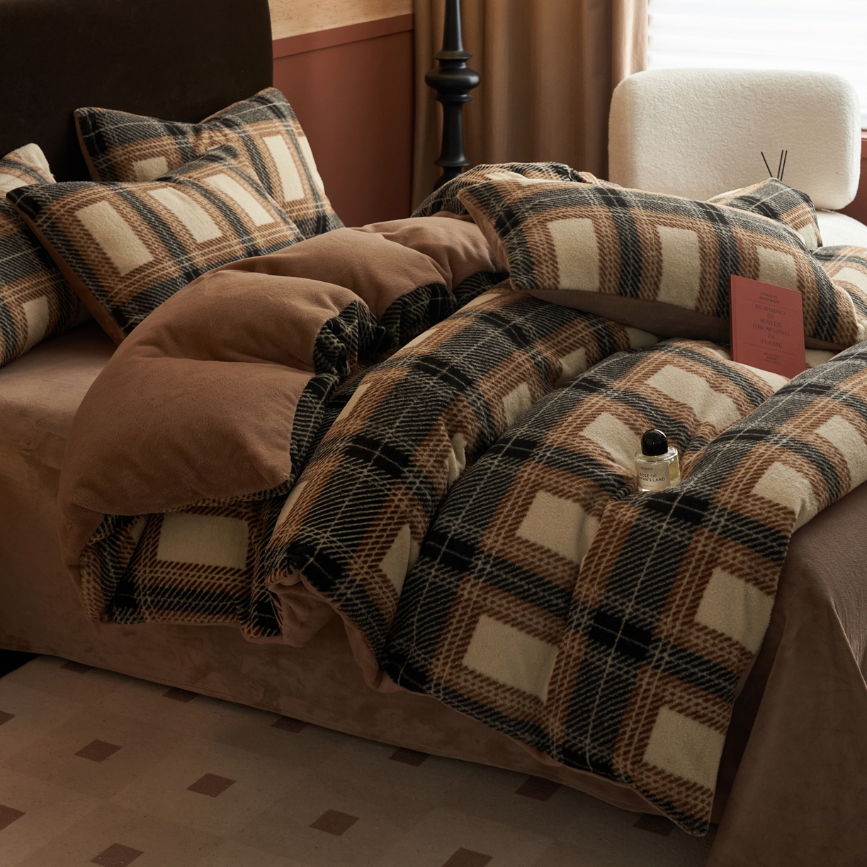 91家纺网 家纺一手货源 找家纺 晨曦家纺 2025新款加厚加绒羊驼绒四件套牛奶绒四件套 可可西里