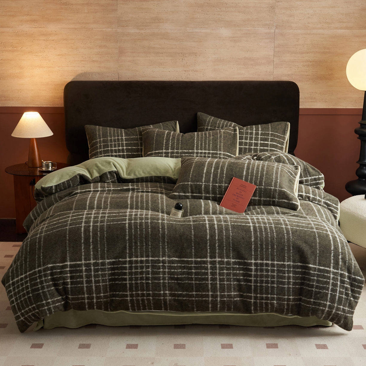 91家纺网 家纺一手货源 找家纺 晨曦家纺 2025新款加厚加绒羊驼绒四件套牛奶绒四件套 年华-奶昔绿