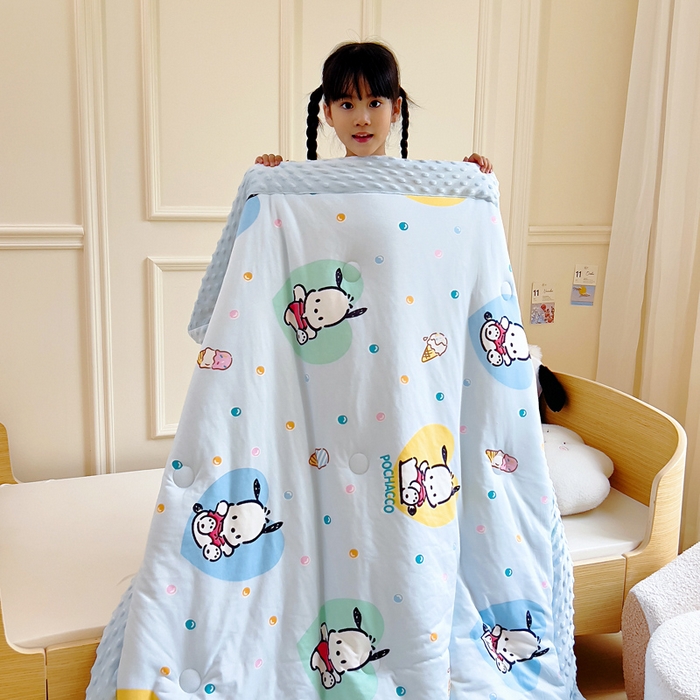 91家纺网 家纺一手货源 找家纺 鱼宝 2025新款三丽鸥针织棉豆豆被 泡泡帕恰狗