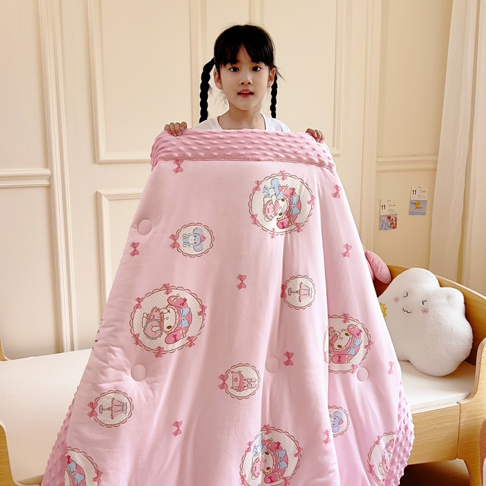 91家纺网 家纺一手货源 找家纺 鱼宝 2025新款三丽鸥针织棉豆豆被 甜甜美乐蒂