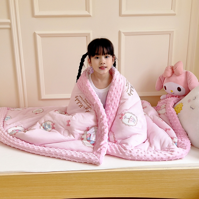 91家纺网 家纺一手货源 找家纺 鱼宝 2025新款三丽鸥针织棉豆豆被 甜甜美乐蒂