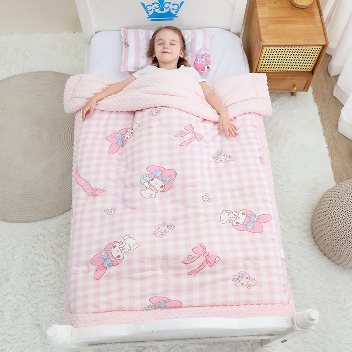 鱼宝 2025新款三丽鸥针织棉豆豆被 粉格美乐蒂