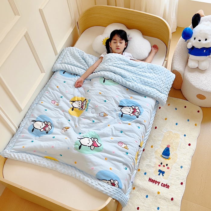 91家纺网 家纺一手货源 找家纺 鱼宝 2025新款三丽鸥针织棉豆豆被 泡泡帕恰狗