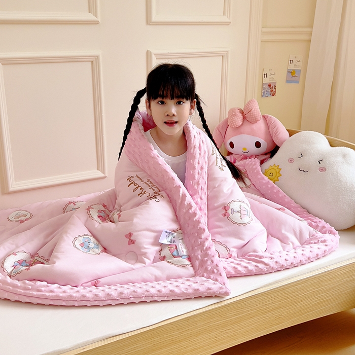 91家纺网 家纺一手货源 找家纺 鱼宝 2025新款三丽鸥针织棉豆豆被 甜甜美乐蒂