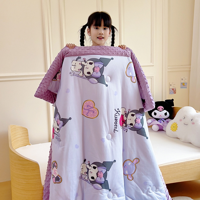 91家纺网 家纺一手货源 找家纺 鱼宝 2025新款三丽鸥针织棉豆豆被 可爱库洛米