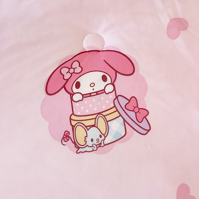 91家纺网 家纺一手货源 找家纺 鱼宝 2025新款三丽鸥针织棉豆豆被 爱心美乐蒂