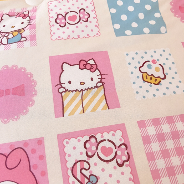 91家纺网 家纺一手货源 找家纺 鱼宝 2025新款三丽鸥针织棉豆豆被 Kitty甜品屋