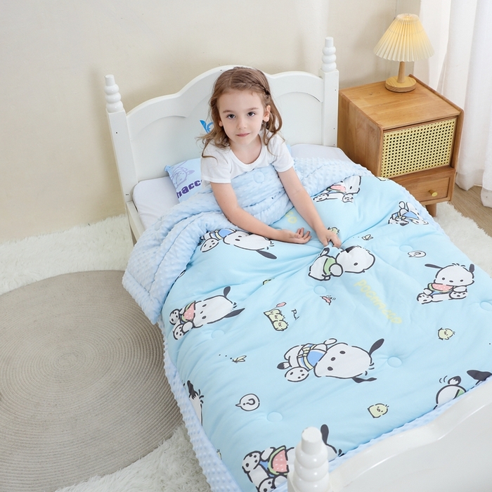 91家纺网 家纺一手货源 找家纺 鱼宝 2025新款三丽鸥针织棉豆豆被 调皮帕恰狗