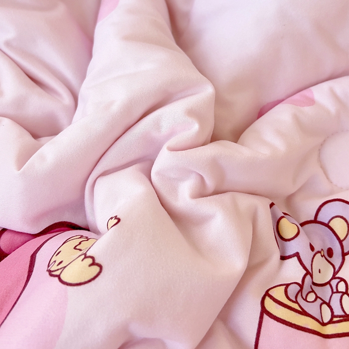 91家纺网 家纺一手货源 找家纺 鱼宝 2025新款三丽鸥针织棉豆豆被 爱心美乐蒂