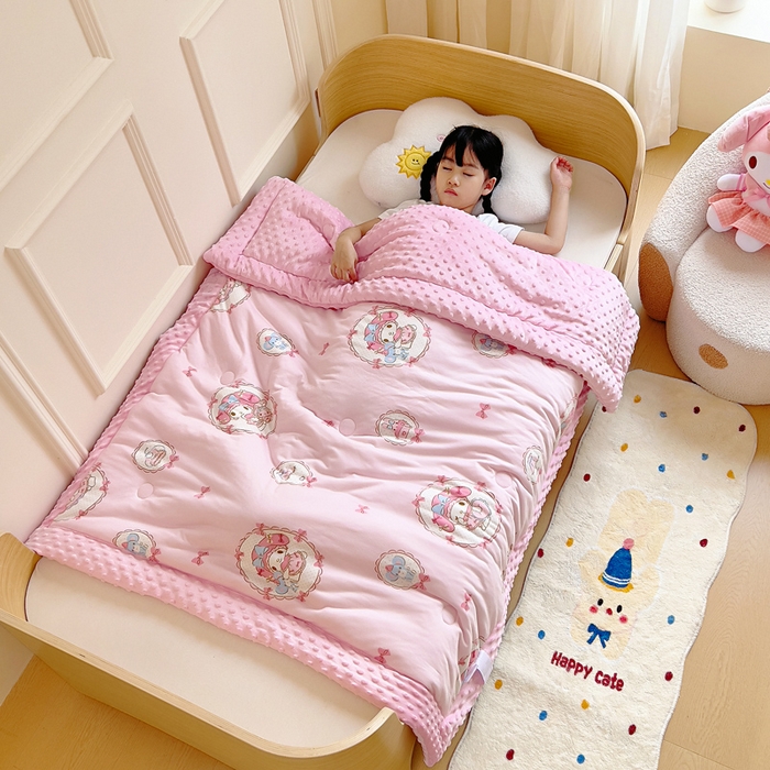 91家纺网 家纺一手货源 找家纺 鱼宝 2025新款三丽鸥针织棉豆豆被 甜甜美乐蒂