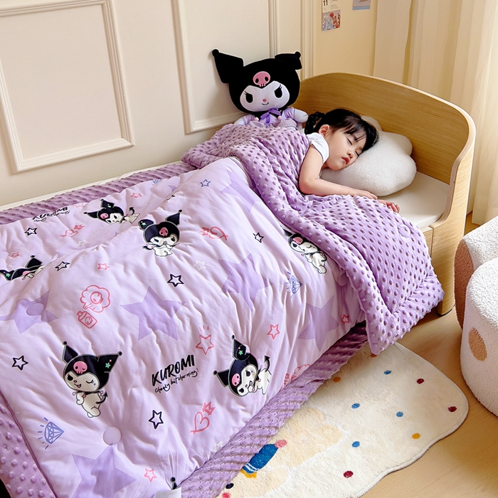 91家纺网 家纺一手货源 找家纺 鱼宝 2025新款三丽鸥针织棉豆豆被 星星库洛米