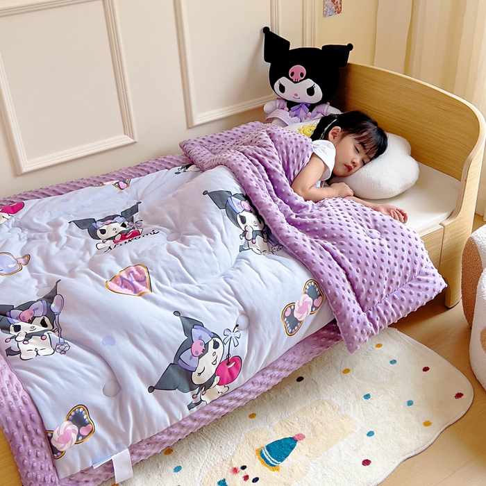 91家纺网 家纺一手货源 找家纺 鱼宝 2025新款三丽鸥针织棉豆豆被 可爱库洛米