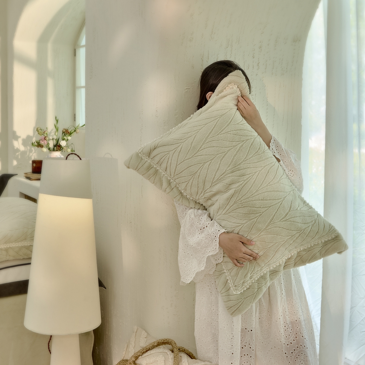 91家纺网 家纺一手货源 找家纺 玖玖爱家纺 2025秋冬限定高克重奢绒四件套-奢雅冬日 奢雅冬日-豆绿色