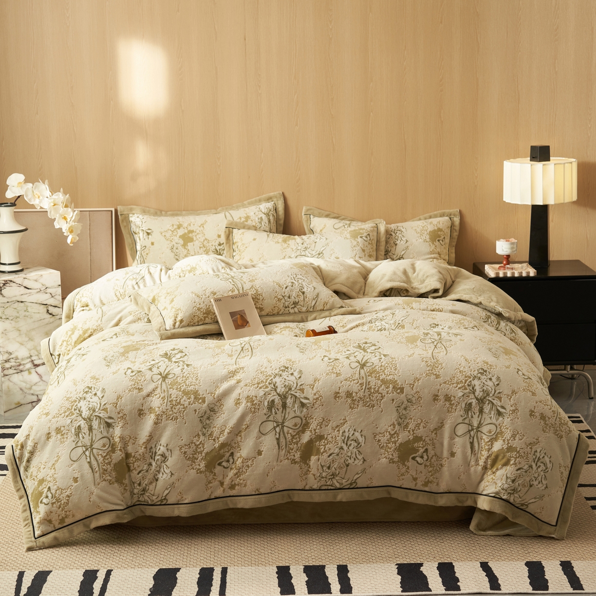 91家纺网 家纺一手货源 找家纺 （总）晨曦家纺 2025新款牛奶绒浪花四件套雕花绒床上四件套