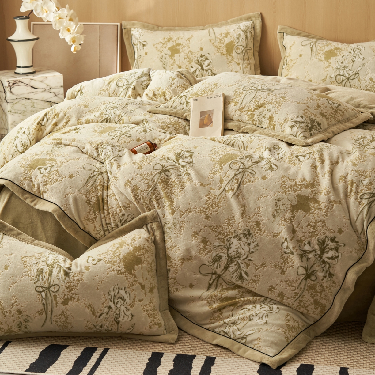 91家纺网 家纺一手货源 找家纺 （总）晨曦家纺 2025新款牛奶绒浪花四件套雕花绒床上四件套