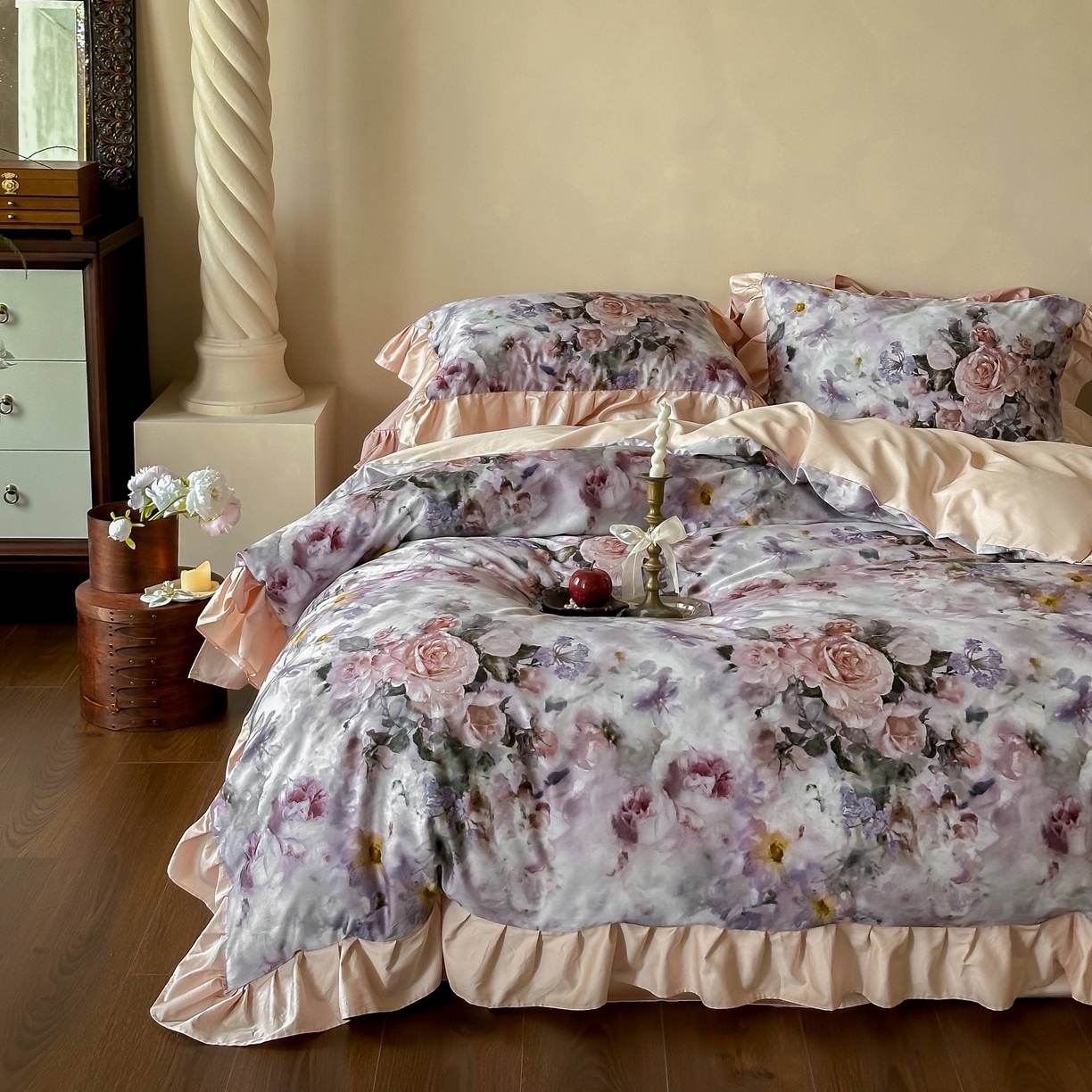 91家纺网 家纺一手货源 找家纺 （总）窝米 2025新款数码印花100支长绒棉纯棉工艺四件套-璐菲