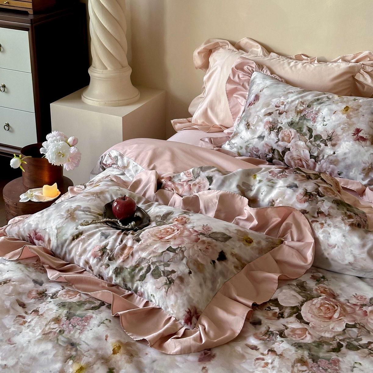 91家纺网 家纺一手货源 找家纺 （总）窝米 2025新款数码印花100支长绒棉纯棉工艺四件套-璐菲