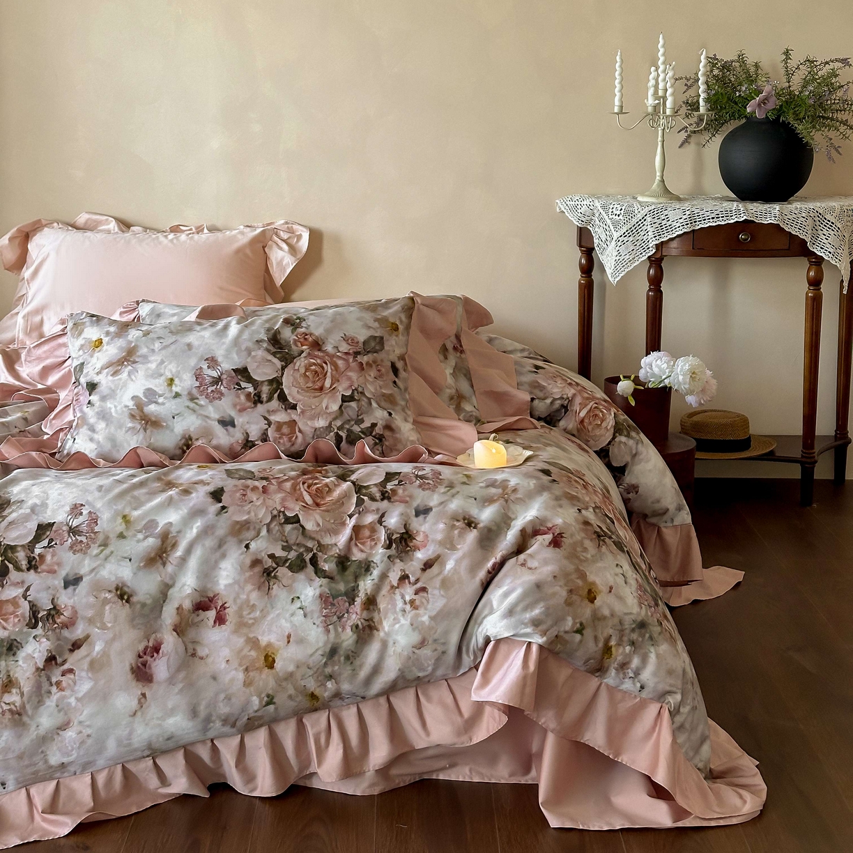 91家纺网 家纺一手货源 找家纺 （总）窝米 2025新款数码印花100支长绒棉纯棉工艺四件套-璐菲