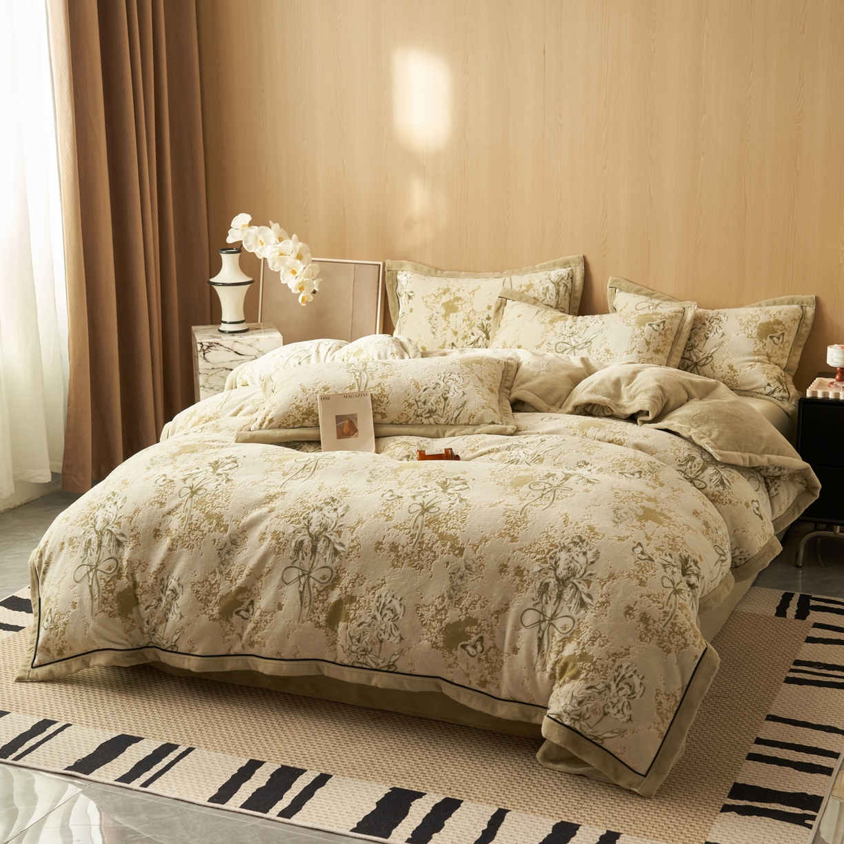 91家纺网 家纺一手货源 找家纺 （总）晨曦家纺 2025新款牛奶绒浪花四件套雕花绒床上四件套