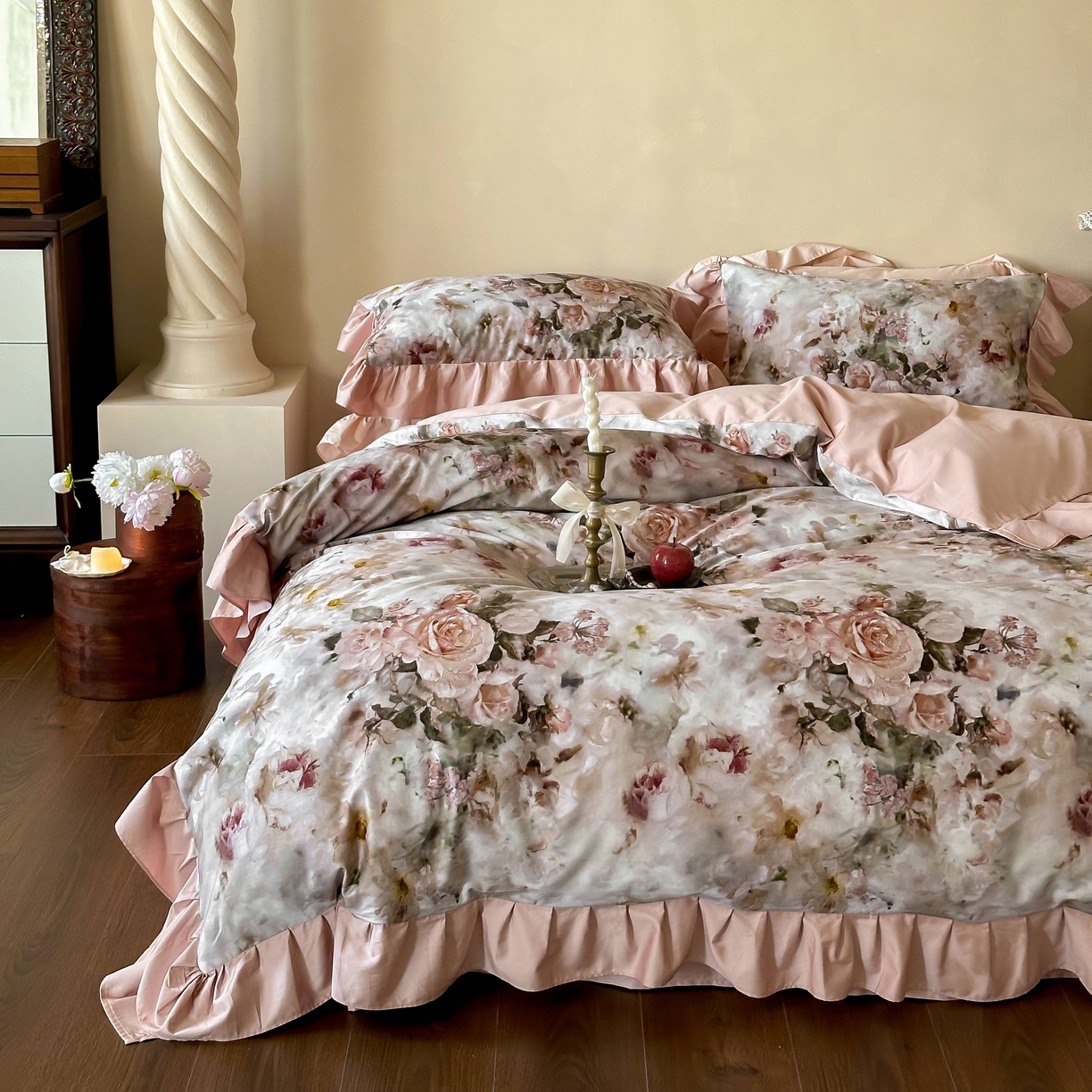 窝米 2025新款数码印花100支长绒棉纯棉工艺四件套-璐菲 璐菲-古巴纱色