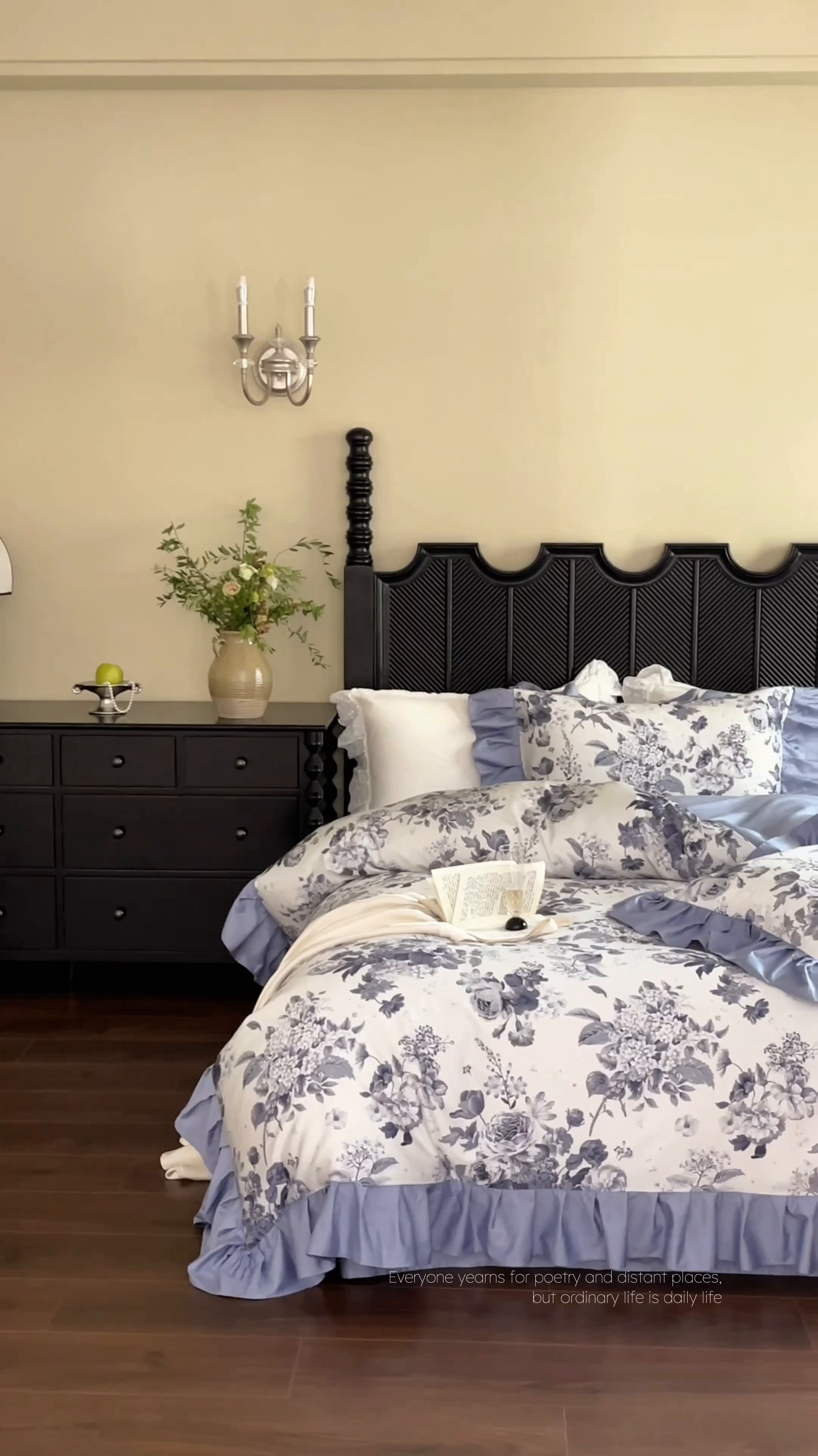 91家纺网 家纺一手货源 找家纺 （总）窝米 2025新款数码印花100支长绒棉纯棉工艺花边款四件套-晚意