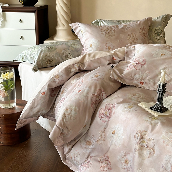 91家纺网 家纺一手货源 找家纺 （总）窝米 2025新款数码印花100支长绒棉纯棉滚绳宽边工艺四件套