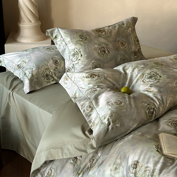 91家纺网 家纺一手货源 找家纺 窝米 2025新款数码印花100支长绒棉纯棉滚绳宽边工艺四件套 山花万里