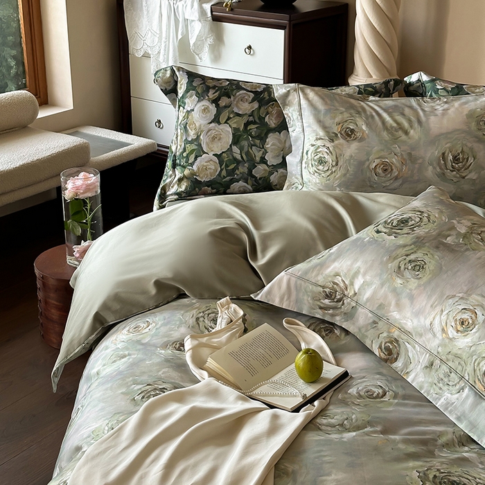 91家纺网 家纺一手货源 找家纺 窝米 2025新款数码印花100支长绒棉纯棉滚绳宽边工艺四件套 山花万里