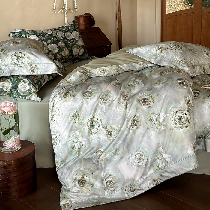 91家纺网 家纺一手货源 找家纺 窝米 2025新款数码印花100支长绒棉纯棉滚绳宽边工艺四件套 山花万里