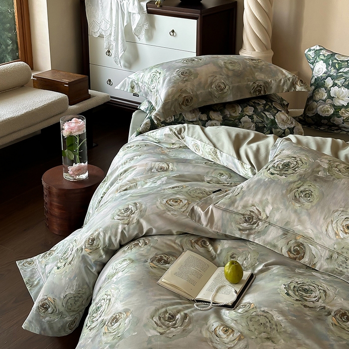 91家纺网 家纺一手货源 找家纺 窝米 2025新款数码印花100支长绒棉纯棉滚绳宽边工艺四件套 山花万里