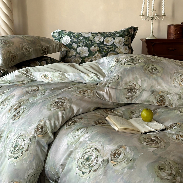 91家纺网 家纺一手货源 找家纺 窝米 2025新款数码印花100支长绒棉纯棉滚绳宽边工艺四件套 山花万里