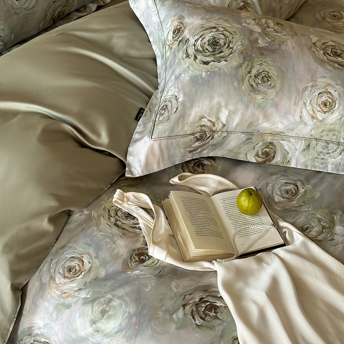 91家纺网 家纺一手货源 找家纺 窝米 2025新款数码印花100支长绒棉纯棉滚绳宽边工艺四件套 山花万里