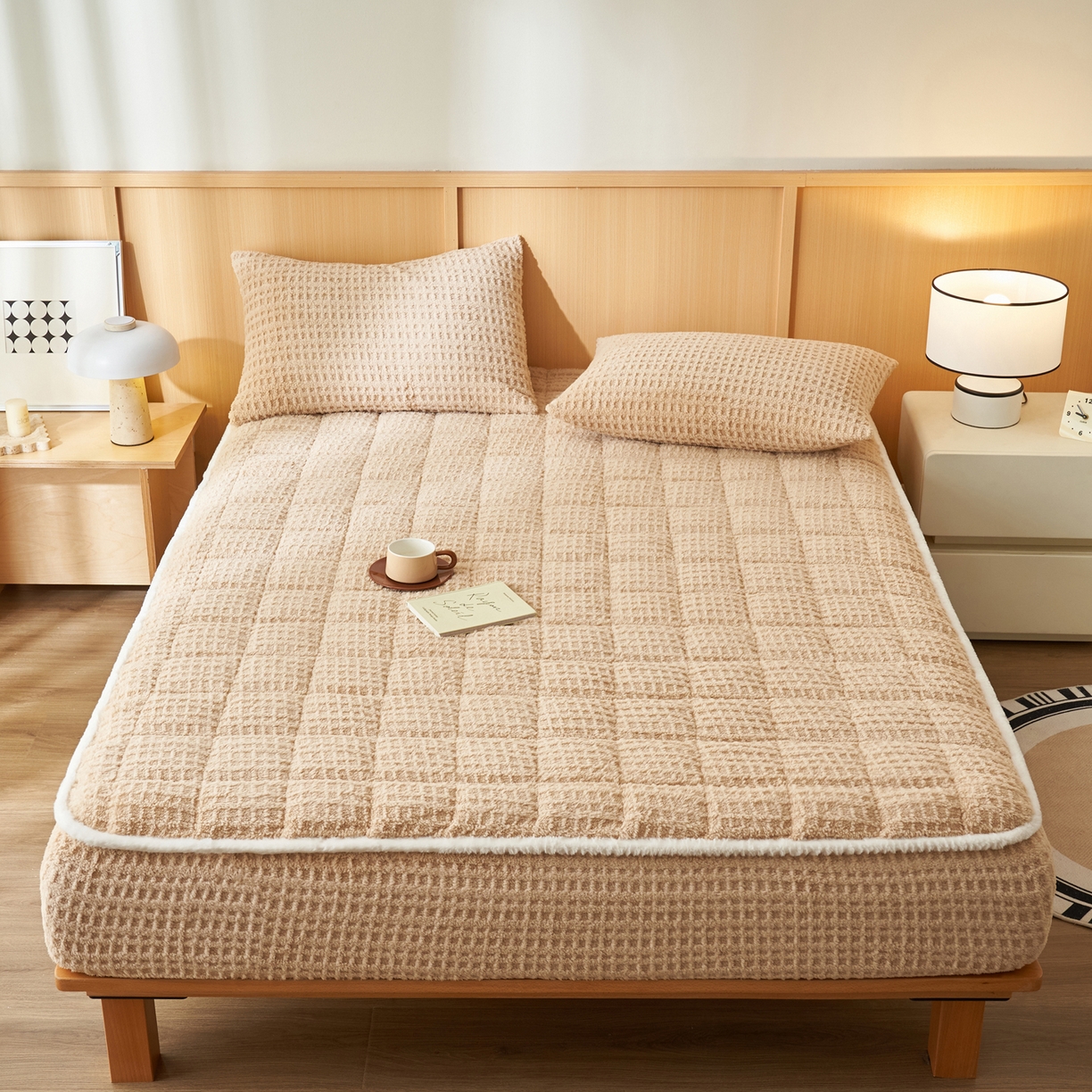 91家纺网 家纺一手货源 找家纺 （总）爱乐  塔芙绒夹棉床笠 牛奶绒床笠