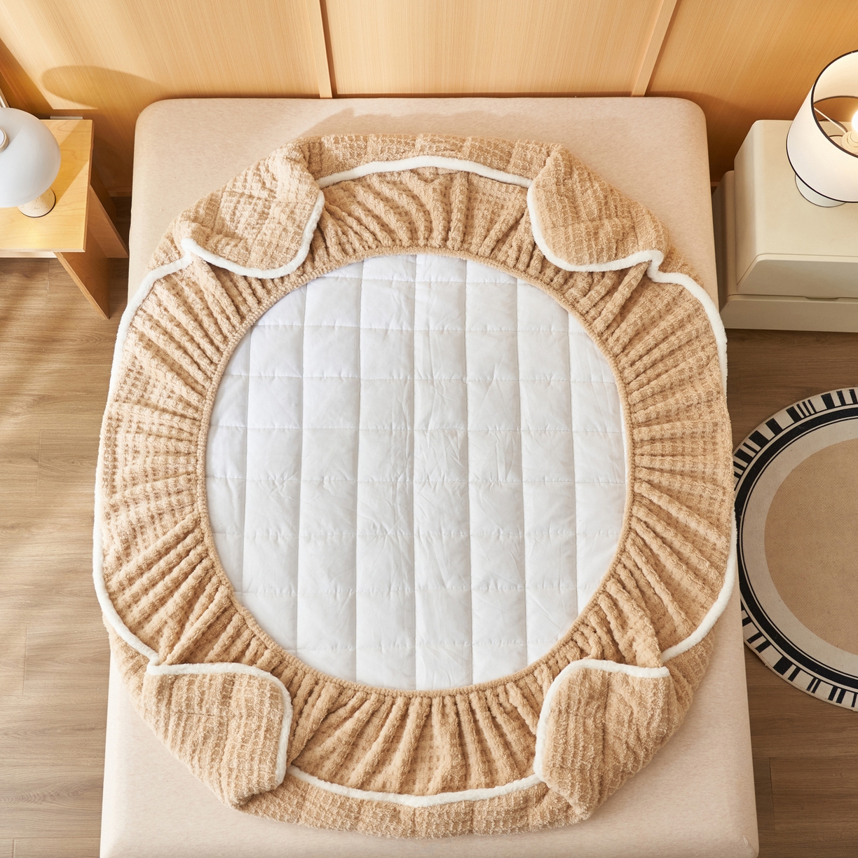 91家纺网 家纺一手货源 找家纺 （总）爱乐  塔芙绒夹棉床笠 牛奶绒床笠