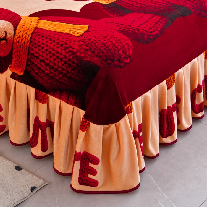 91家纺网 家纺一手货源 找家纺 缘莉娜家纺 2025高克重8斤牛奶绒四件套金貂绒法莱绒加厚保暖直播电商爆款 萌萌熊