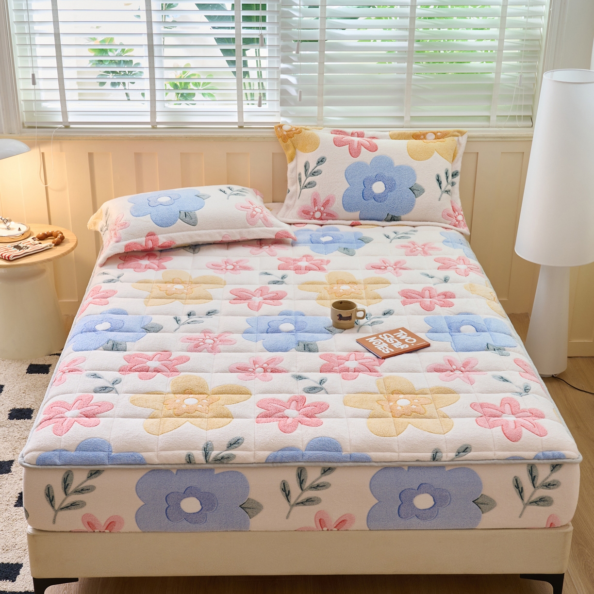 91家纺网 家纺一手货源 找家纺 （总）爱乐   雪花绒夹棉床笠 牛奶绒床笠