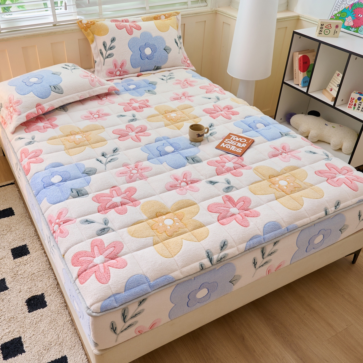 91家纺网 家纺一手货源 找家纺 （总）爱乐   雪花绒夹棉床笠 牛奶绒床笠