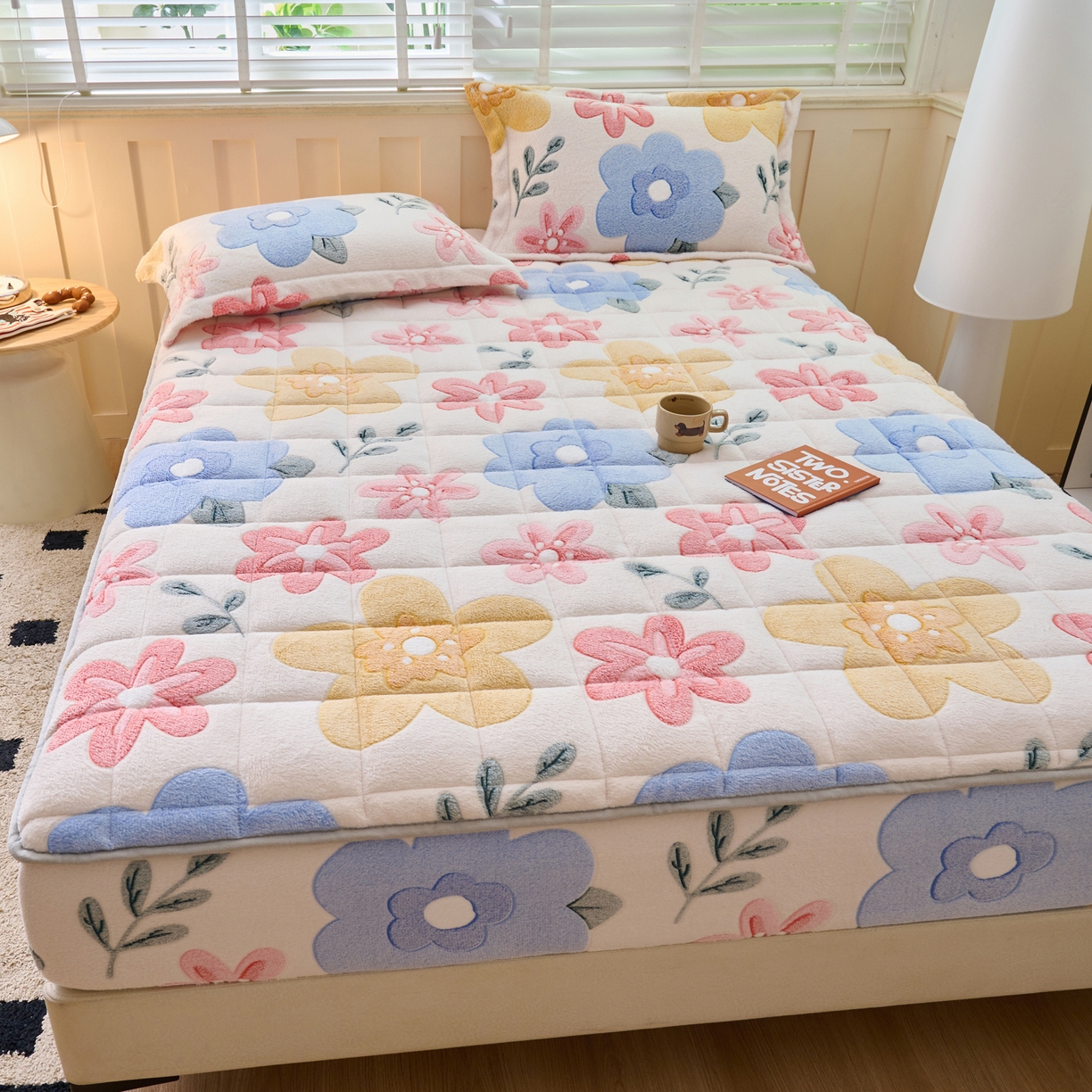 91家纺网 家纺一手货源 找家纺 （总）爱乐   雪花绒夹棉床笠 牛奶绒床笠