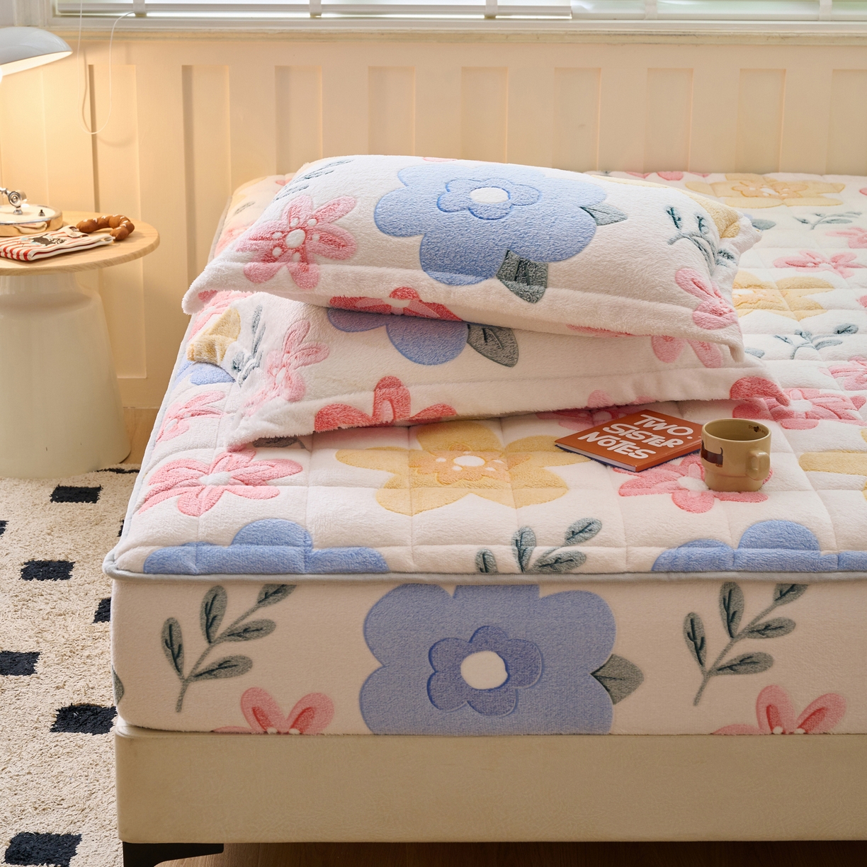 91家纺网 家纺一手货源 找家纺 （总）爱乐   雪花绒夹棉床笠 牛奶绒床笠