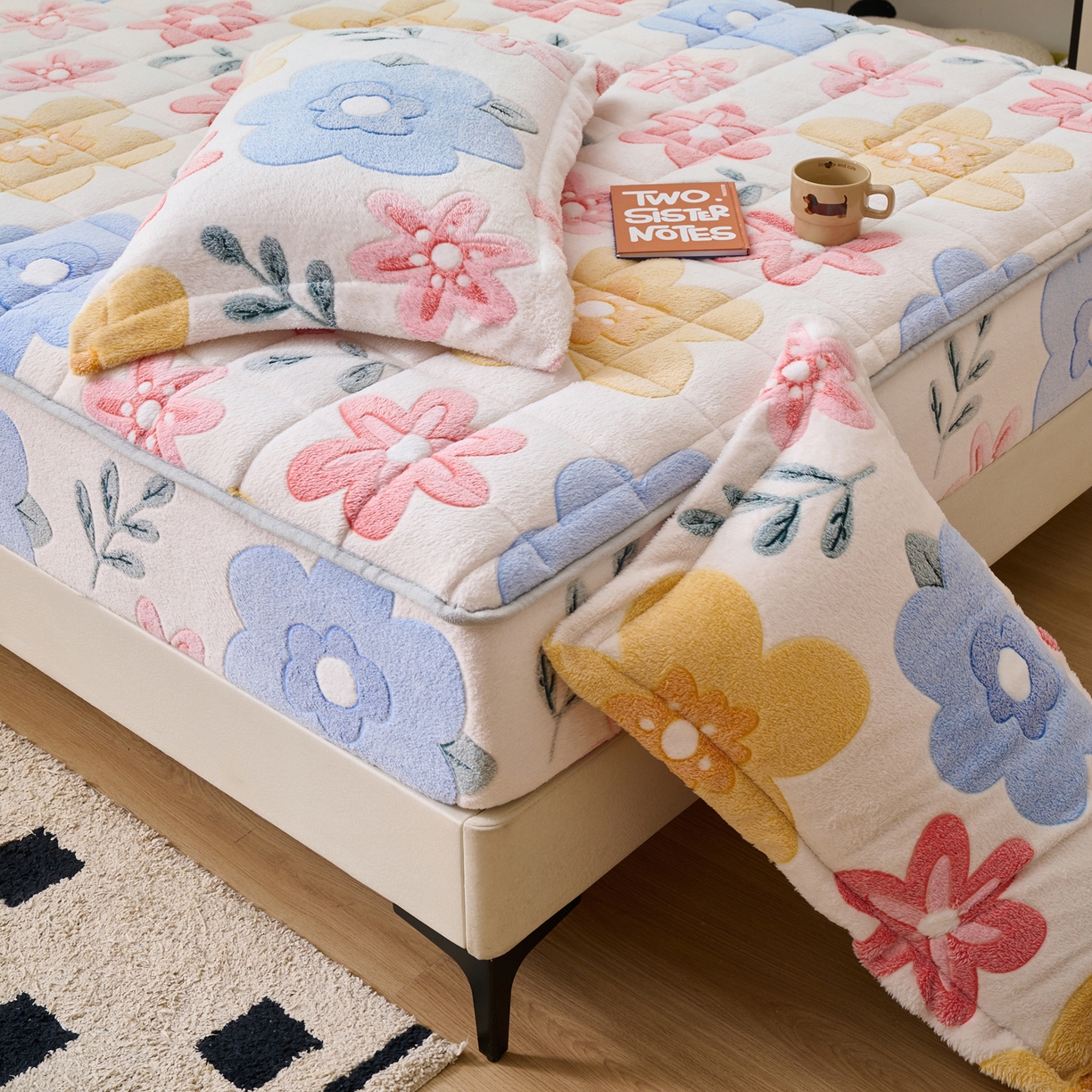 91家纺网 家纺一手货源 找家纺 （总）爱乐   雪花绒夹棉床笠 牛奶绒床笠