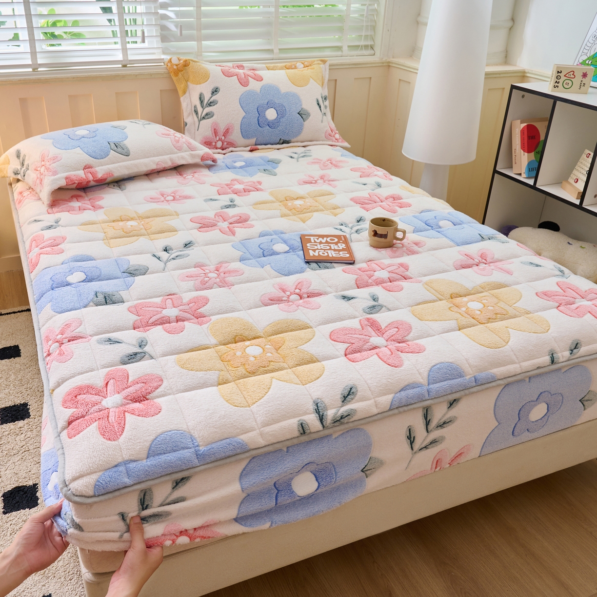 91家纺网 家纺一手货源 找家纺 （总）爱乐   雪花绒夹棉床笠 牛奶绒床笠