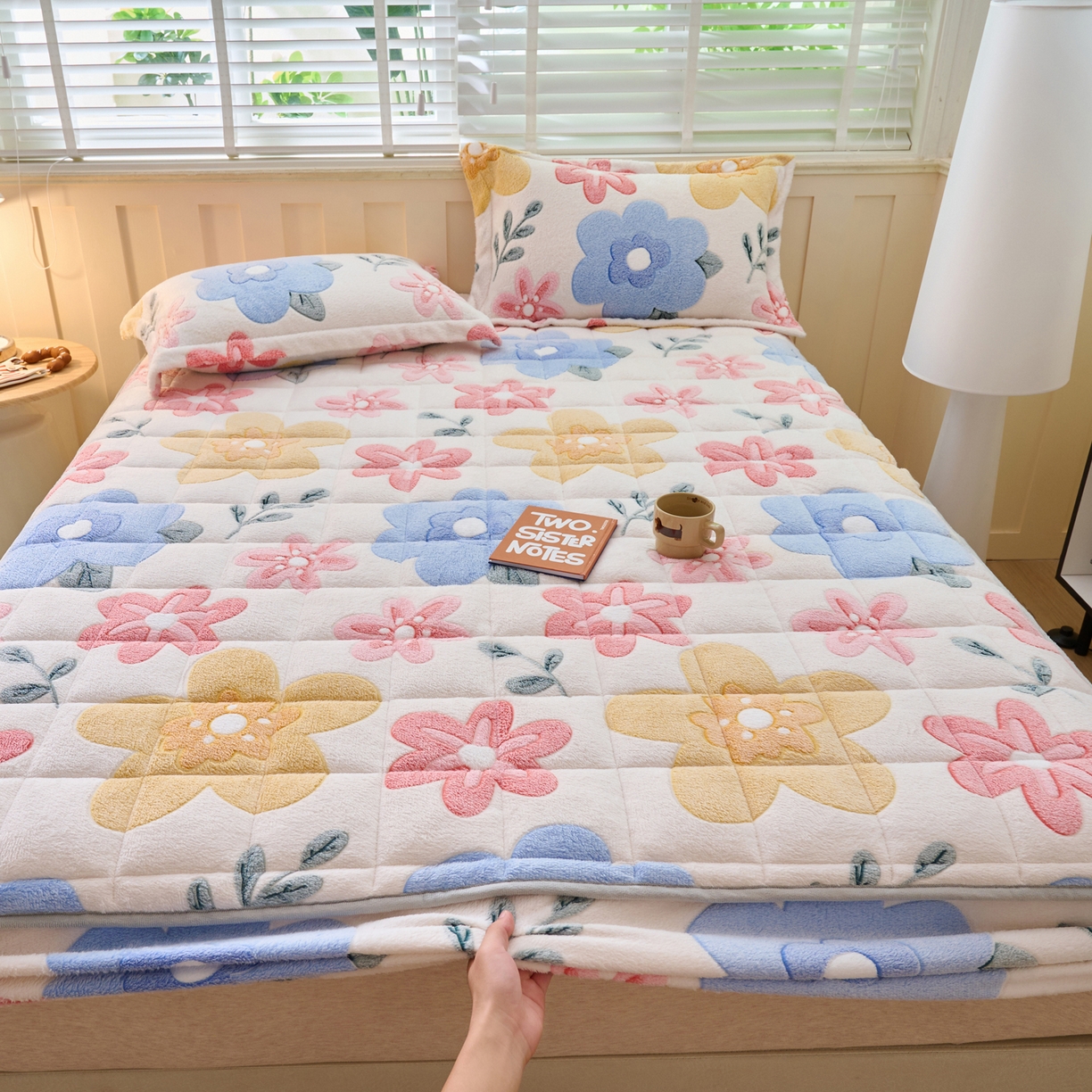 91家纺网 家纺一手货源 找家纺 （总）爱乐   雪花绒夹棉床笠 牛奶绒床笠