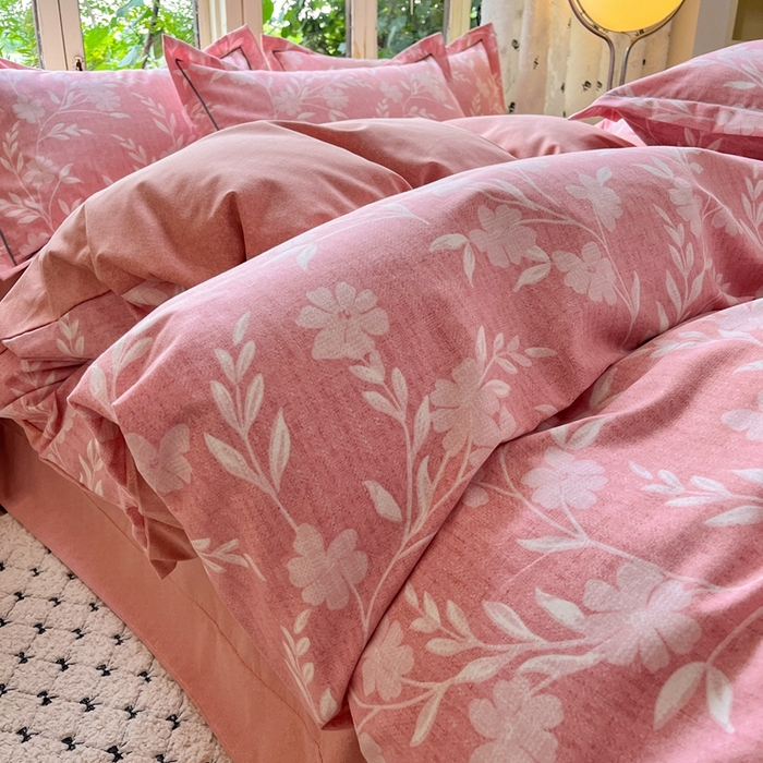 91家纺网 家纺一手货源 找家纺 简约家纺 2025新款全棉磨毛四件套禾悦-粉