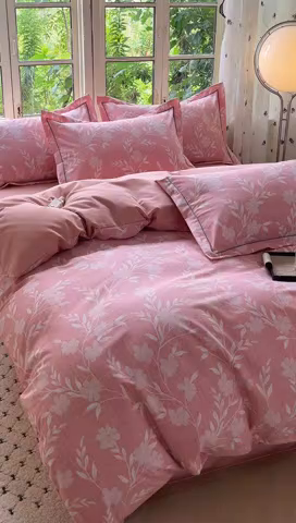 91家纺网 家纺一手货源 找家纺 简约家纺 2025新款全棉磨毛四件套禾悦-粉