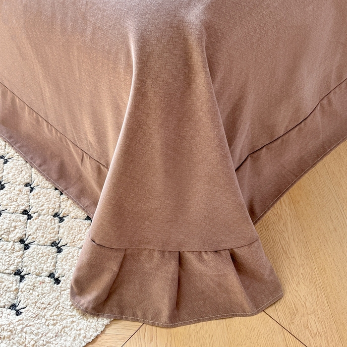 91家纺网 家纺一手货源 找家纺 简约家纺 2025新款全棉磨毛四件套相思叶-咖