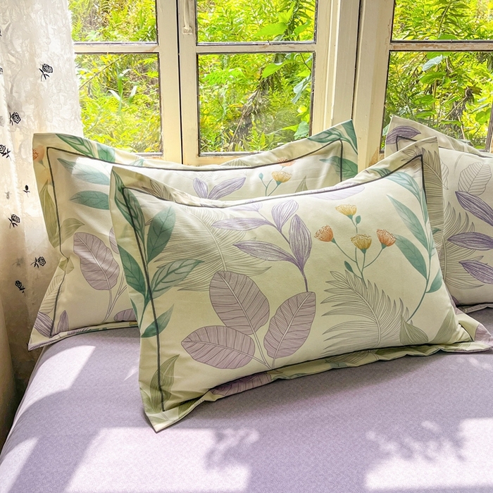 91家纺网 家纺一手货源 找家纺 简约家纺 2025新款全棉磨毛四件套相思叶-绿