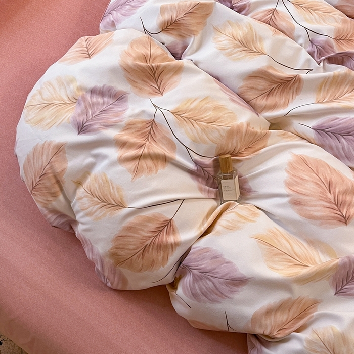 91家纺网 家纺一手货源 找家纺 简约家纺 2025新款全棉磨毛四件套叶初开-桔